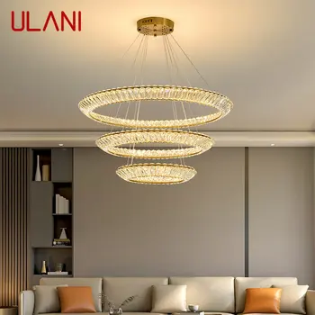 Подвесной светильник ULANI Nordic Modern Ring, Светодиодная круглая хрустальная Люстра, Креативный свет, Роскошь для гостиной, Декор спальни на вилле