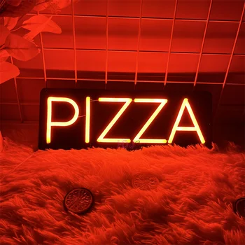 Неоновая вывеска со светодиодной подсветкой для пиццы, вывески со светодиодной подсветкой для еды, украшения пиццерии, магазина, неоновые светильники, декор стен в комнате