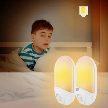 Светодиодный ночник Инфракрасный пульт дистанционного управления Датчик движения тела Автоматическое включение / выключение Теплая белая лампа для детской спальни EU / US / UK Plug