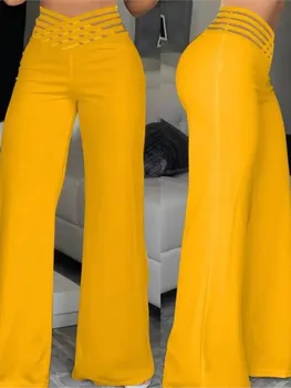 Женские повседневные длинные брюки Модные однотонные офисные женские повседневные брюки-клеш с высокой талией Для женской одежды 2023 Новинки