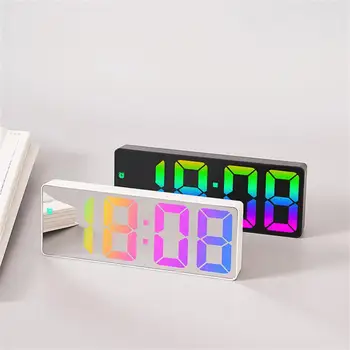 Цифровой будильник, настольные часы для спальни, светодиодные часы с температурой, электронная таблица, отображение даты на большом экране, декор для дома
