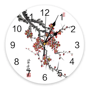 Настенные Часы Cherry Blossom Большая Современная Кухня Столовая Круглые Настенные Часы Спальня Бесшумные Подвесные Часы