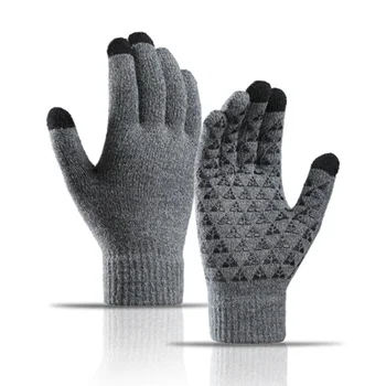 2023 Новые зимние теплые противоскользящие перчатки для взрослых, мужские и женские зимние трикотажные перчатки с сенсорным экраном, теплые сенсорные перчатки, разноцветные