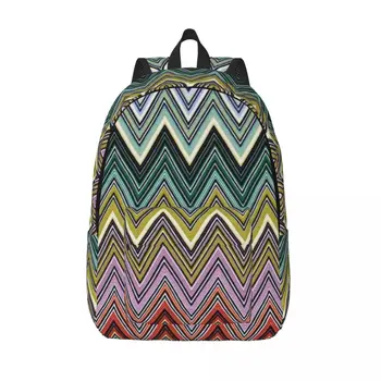 Бохо Домашний Зигзагообразный рюкзак для ноутбука, мужская Женская повседневная сумка для книг, шикарные абстрактные геометрические сумки с зигзагом