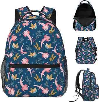 Симпатичный рюкзак Axolotl, рюкзак для ноутбука, легкий рюкзак, повседневный рюкзак с регулируемыми ремнями, Аксолотль