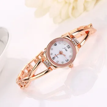 Новые изящные часы-браслет на цепочке для женщин, модные часы с круглым циферблатом из нержавеющей стали, аналоговые кварцевые часы Reloj Mujer