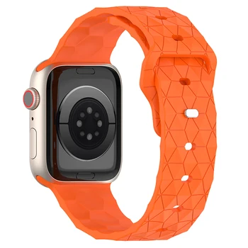 Новый Модный Силиконовый Ремешок в полоску Apple Watch Ultra 38/49 мм с Трендовым Футбольным Рисунком iwatch Series 8 7 6 5 4 3 2 SE Спортивный Ремень