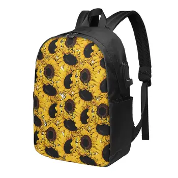 Золотой Подсолнух Большой Емкости Школьный Рюкзак Для ноутбука Модный Водонепроницаемый Регулируемый Спортивный рюкзак для путешествий