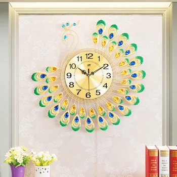 Европейский стиль павлин настенные часы гостиная настольные часы современное творческое украшение часы кварцевые настенные часы настенные часы