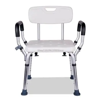 Регулируемый стул для ванной со спинкой и подлокотником для пожилых людей Нескользящая скамейка Табурет Стул для ванны Мебель для ванны Сиденье для душа Табурет