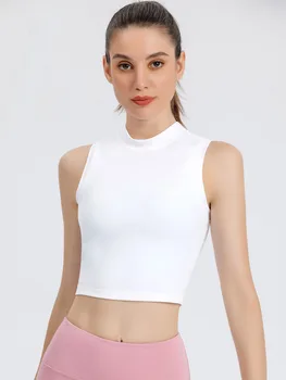 Модная женская спортивная футболка, Женская дышащая летняя одежда для йоги, Спортивный бюстгальтер для фитнеса, Однотонная теннисная ткань без рукавов