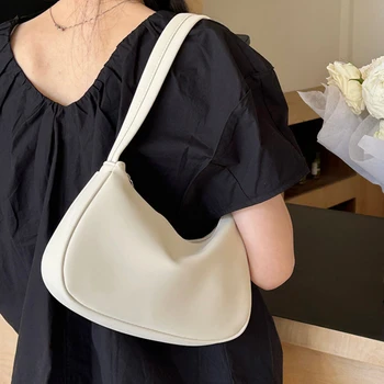 Однотонная женская сумка подмышками Простой дизайн Женские маленькие сумки через плечо из мягкой искусственной кожи Женская сумка подмышками Кошелек Сумки