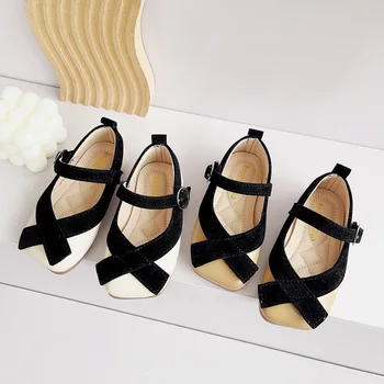 Baywell/ Новая детская обувь из искусственной кожи для девочек, модная детская свадебная обувь на плоской подошве с бантом принцессы для маленьких детей