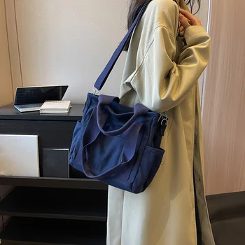 Женская простая сумка через плечо, винтажная сумка через плечо, сумка-слинг, регулируемый ремень большой емкости, Универсальная сумка для покупок в поездках на работу