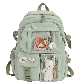 Эстетичный Рюкзак для японских девочек, Милые школьные сумки для студентов-подростков, Карманы для девочек, Женский рюкзак для ноутбука Kawaii, Harajuku Mochila