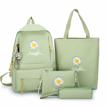 Набор из 4 предметов, состоящий из рюкзака для девочек, женского дорожного рюкзака, холщовой сумки Daisy, сумки через плечо, двойного рюкзака, подросткового рюкзака