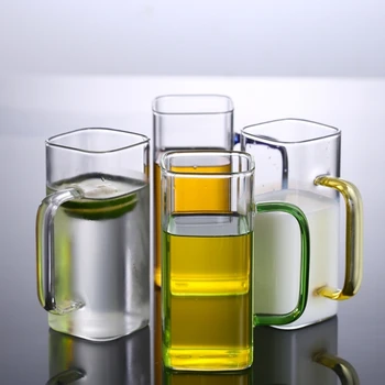 Модные квадратные стеклянные кружки Стаканчики для питья Многоразовые Стаканы для воды Материал стекла 69HF