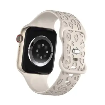 Ремешок с гравировкой Для Apple Watch Band 44мм 40мм 45мм 49мм 41мм 38мм 42мм Леопардовый силиконовый браслет iwatch series 7 se 3 6 8 ultra