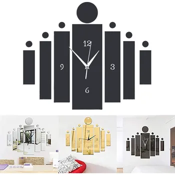 3d Зеркальные настенные часы Современный дизайн Домашнего декора Часы Наклейка на стену Самоклеящиеся Подвесные Часы Украшение Reloj De Pared