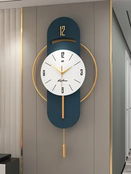 Роскошные Качающиеся настенные часы Современного дизайна, Настенные часы для гостиной, Бесшумные Железные Подвесные Часы