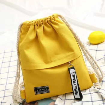 1 предмет, холщовая школьная сумка, рюкзак с двойным плечевым шнурком, карман на шнурке, Портативный повседневный рюкзак, Женский Мужской рюкзак для путешествий