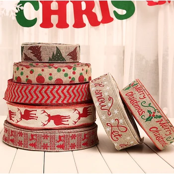 200 см Льняная Рождественская подарочная коробка, ленты, Праздничные принадлежности, Рождественский бант, лента, высококачественные елочные украшения