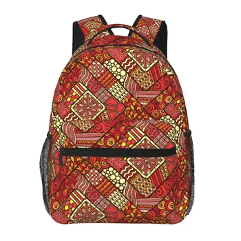 Рюкзак с племенным принтом, красные абстрактные рюкзаки Kawaii, Студенческие Походные Большие школьные сумки, Рюкзак на заказ