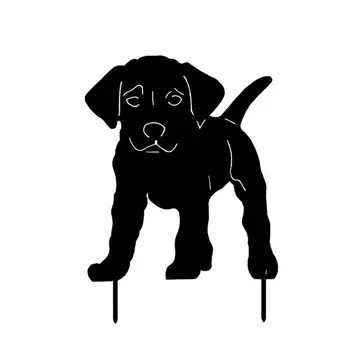 Декор в виде силуэта черной собаки, Силуэт собачьей лужайки, колья для двора, Износостойкий полый Садовый орнамент в виде животных, Портативная акриловая собака
