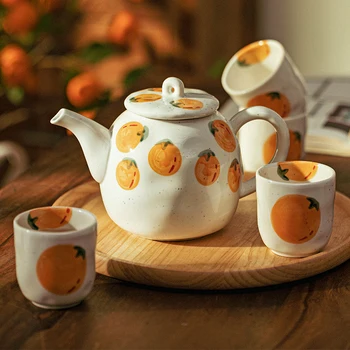 Чайник и Чайная чашка в Японском стиле, Керамические Чайные Сервизы с Принтом, Ретро-Керамические Чайные Сервизы для Взрослых Женщин, Подарки для любителей Чая