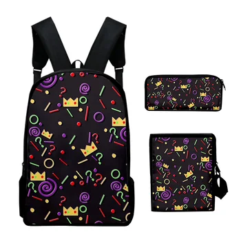Красочный геометрический узор 3D печать 3 шт./компл. Школьные сумки для учеников, рюкзак для ноутбука, наклонная сумка через плечо, пенал