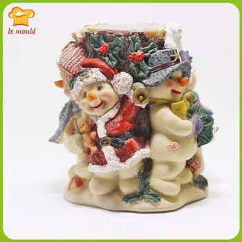 3D цилиндр с тиснением, Рождественская кукла-снеговик, силиконовая форма, форма для расплавления шоколадного воска, форма для мыла, украшение для дома, Мультяшный Снеговик, Малыш