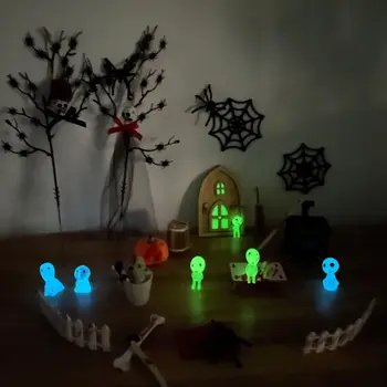 2023 Светящийся кукольный домик на Хэллоуин, миниатюрная дверь-метла ужасов, призрак, мебель для кукольного домика, реквизит, украшения на Хэллоуин для дома