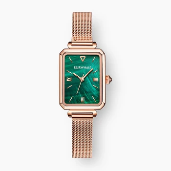 Mark Fairwhale Маленькие Зеленые часы Темперамент Винтажный Квадратный циферблат Модные Классические Водонепроницаемые Женские кварцевые часы