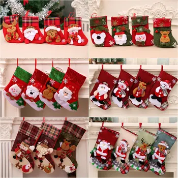 Рождественские декоративные принадлежности Маленькие носки Санта-Клауса подвеска в виде рождественской елки Рождественские носки подарочный пакет Рождественская сумка