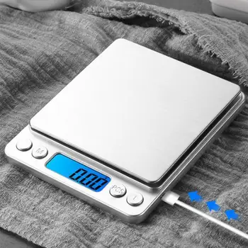 Электронные кухонные Цифровые весы Из нержавеющей стали, Высокоточные весы для подсчета каратов с точностью 0,01 г, Зарядка через USB, автоматическое отключение
