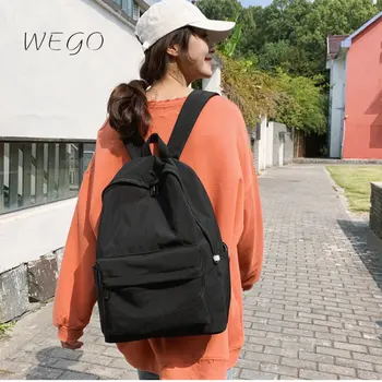 Школьный рюкзак для ноутбука, дорожная сумка для улицы большой емкости, однотонный нейлоновый рюкзак на молнии, женская сумка для старшеклассницы