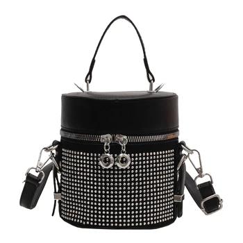 Маленькая кожаная сумка-ведро в корейском стиле, кошельки, дизайнерские женские сумки со стразами, новая мода 2023, сумка-футляр через плечо.