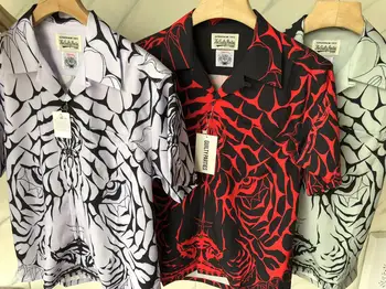 Рубашка Wacko Maria в пляжном стиле 23SS High Street Hawaii, летние рубашки с лацканами с тигровым принтом для мужчин и женщин, Lil Peep