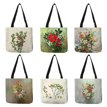 Красивый цветочный букет с рисунком и принтом, женские дизайнерские сумки, сумка-тоут Lady Shopper, Многоразовая хозяйственная сумка, складная B13181