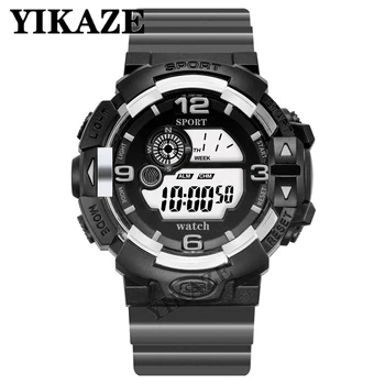 Мужские спортивные часы YIKAZE, светящиеся водонепроницаемые силиконовые военные часы, светодиодный календарь, цифровые часы, Многофункциональные часы для мужчин и женщин