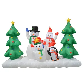 Рождественские украшения DUTRIEUX Навес Рождественское Надувное Украшение, Праздничный Снеговик С Подсветкой на Открытом Воздухе-Санта-Пингвин, Высотой 5 футов