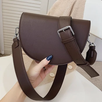 Ретро однотонная седельная сумка, высококачественные кожаные сумки через плечо для женщин, 2023 Новая простая женская сумка через плечо, дизайнерские сумки