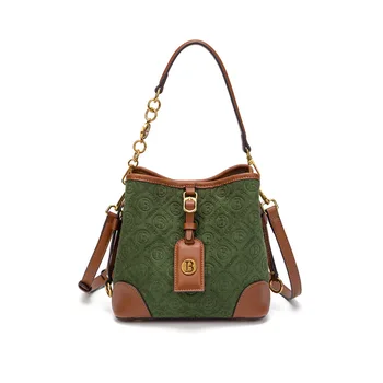 2023 Женская дизайнерская бархатная клетчатая сумочка-ведро, сумки, женская сумка через плечо, маленькие сумки-мессенджеры, повседневные винтажные ретро-сумки