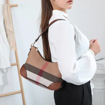 Женская сумка AFKOMST через плечо - винтажная холщовая сумка в клетку, универсальная сумка через плечо и подмышками