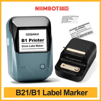 Портативный Niimbot B21 B1 Mini White Label с адаптивным принтером для термонаклеек Bluetooth для рулона прозрачной бумаги толщиной 20 мм