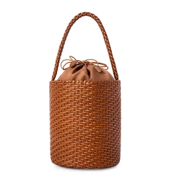 Тканая сумка из натуральной кожи, популярная в Интернете, маленькая японская сумка-ведро для воды