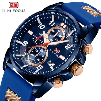 Мужские часы силиконовый ремешок Кварцевые наручные часы Водонепроницаемый хронограф Лучший бренд класса Люкс Модные часы Relogio Masculino MF0268G
