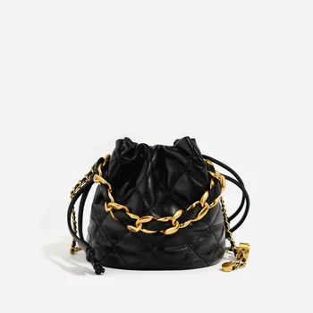 Модная женская сумка через плечо, новая кожаная сумка-ведро с ромбической подвеской, сумка на цепочке, роскошная дизайнерская сумка, кошельки и сумочки