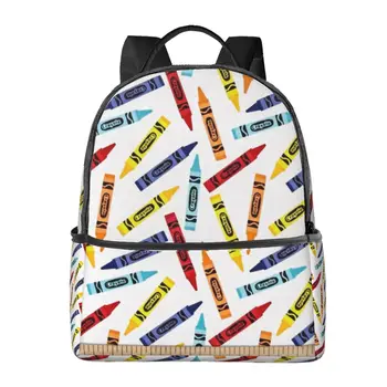 Школьный рюкзак большой емкости Crayons для ноутбука, модный водонепроницаемый регулируемый спортивный рюкзак для путешествий