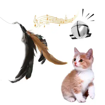 Интерактивные игрушки для кошек С перьями В 1, игрушка для домашних кошек, удочка с выдвижными перьями, Забавный кошачий шест, пять сменных головных инструментов